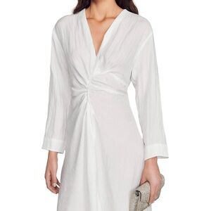 Sandro White Draped Front Dress
